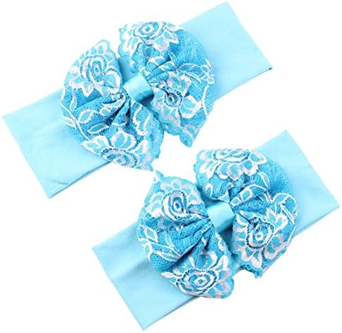 Mom And Baby Bigger Bow Knot Rabbit Ears Elastic Rabbit Headband Set (Blue)