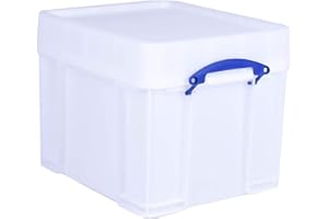 Really Useful Box Plastic Storage 35 Litre with XL Lid White Strong
