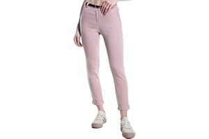 CRAZY GIRL Pantaloni Donna Eleganti Classici Elasticizzati Chino Tinta Unita Vita Media con Tasche e Cintura