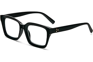 MMOWW Oversized Reading Glasses for Women - Anti Blue Light Glasses with Square Frame (Black, +1.0)