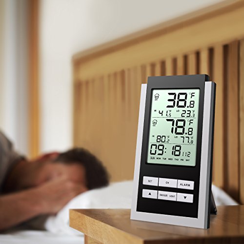 Oria Innen Außen Temperatur Monitor Thermometer mit Hintergrundbeleuchtung und Temperatur Alarm - 6