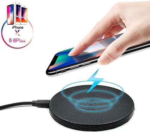 Wireless Fast Charging Pad for iPhone X / 8, Portable Qi Charger Base for Galaxy S6, S8 Nokia 1520, LG NEXUS5 and All Qi-Enabled Devices (BLK)