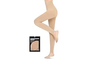 Evolyline Medical Compression Tights for Women & Men 15-20mmHg, Footless Compression Pantyhose Opaque Graduated Support Tights Compression Stockings for Varicose Veins Edema Flight Nursing