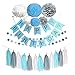 Produktbild Ipalmay Blau Silber und Weiß Geburtstag Dekoration Set, Blau Alles Gute zum Geburtstag Banner, Glitzer Polka Dot Girlande, Vielzahl von Gewebe Pom Poms mit Gewebe Quaste, am besten für Thema Party Dekor
