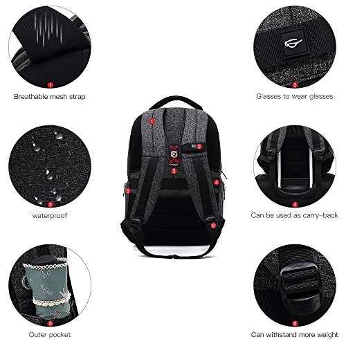 Wasserdicht Rucksack mit USB-aansluiting -Evershop Universal 15 6 Zoll Laptoptasche Diebstahlsicherung kratzfester Slim Backpack f  r Business School 