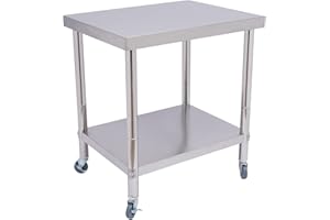 BATHRENA Tisch Edelstahltisch|400KG Arbeitstisch 201 Edelstahl Catering Arbeitstisch Lebensmittelzubereitung Tisch kommerzielle Arbeitstisch für Küche Bar Restaurant (76 * 60 * 85cm)