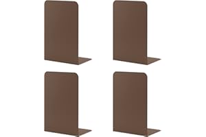 ‎MSDADA MSDADA Buchstützen aus Metall L, 102x203x135mm, 2 Paar CD Buchständer Kinder, Bücherregal für Schule Zuhause Büro Bibliothek Decorative(Braun)