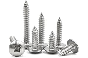 SHUNCHG 20 Pcs Silver M4 x 40mm Self Tapping Wood Screws 304 Stainless Steel Mushroom Round Flanged Head Fasteners Drilling Screw