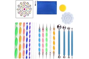 CHUANGOU Mandala Strumenti Mandala Stencil per Pittura Rocks Mandala Painting Punteggiatura Stencil DOT Mandala Kit 21PCS