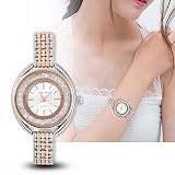 Frauen kleiden Uhr, Filfeel Mode Armband Uhren Luxus Strass elektrische Damen(Silver+Rose Gold)