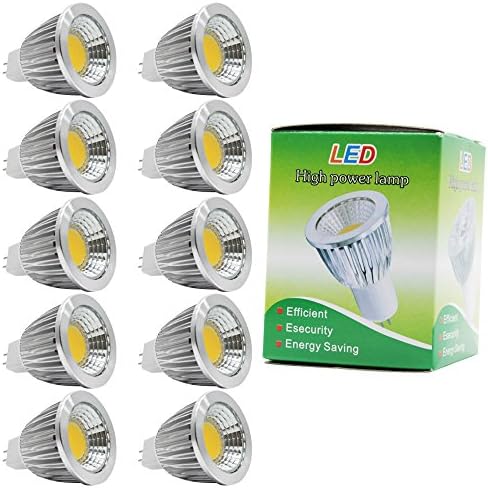 Pack of 10 GU5.3 MR16 5W LED Bulbs Spotlight DC12V 3000K Warm White 120 Beam Angle Non Dimmable 40W Halogen Bulb Replacement Ultra Bright Energy Saving Lamp Indoor Recessed Track Cabinet Lighting Ceiling Downlight