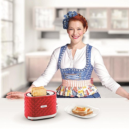 Klarstein Granada Rossa Toaster 2-Schlitz-Toaster Doppel-Toaster (für 2 Scheiben, Auftau-Funktion, Brötchenaufsatz, stufenlose Bräunungsgradeinstellung, 1000W) rot - 2