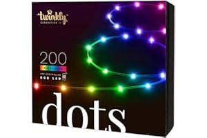 Twinkly Dots - Elastyczny sznur świetlny LED z 200 diodami LED RGB - oświetlenie wewnętrzne i zewnętrzne - sterowany przez aplikację, przezroczysty drut, 10m