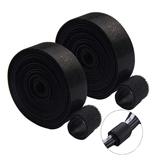 Preisvergleich Produktbild Koitoy Kabelbinder Klett Wiederverwendbare kabel klettband Klettverschluss doppelseitig wiederverschließbar Kabel organizer Schwarz 5mx20mm 2-stk