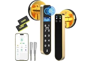 Eseesmart Fingerprint Door Lock with Screen, RFID Smart Door Handle Lock with Keypad Bluetooth Control, Biometric Digital Electronic Smart Locks for Bedroom Home Office Apartment