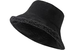 YAMEE Chapeau de Seau Réversible Femme Décontracté Chaud,Chapeau Bob Femme élégant Mode Douce Suède,Casquette Peche Femme Hiver Peluche,Chapeau de Soleil,Bonnet d'hiver Unisexe pour Voyage Plage