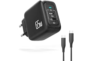 imuto Caricabatterie USB C 65W GaN Tech, Alimentatore USB C Caricatore Presa 2 Porte, Caricatore USB da Muro Compatibile con MacBook Pro/Air, iPhone 12/Pro/Mini, iPad Pro, Galaxy S20, Pixel (nero)