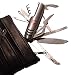 Produktbild Taschenmesser mit 11 Funktionen + Ledertasche, Offiziersmesser aus rostfreiem Edelstahl (PLUS Echt-Leder-Etui GRATIS)
