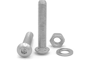 NOLDAR | Tornillos allen con cabeza botón. Acero inoxidable (AISI 304). Incluye 20 tornillos con 20 tuercas y 20 arandelas (30 piezas). Tornillos con rosca completa. (Medida M5 x 25 mm)