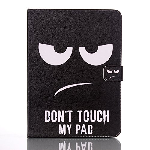 Galaxy Tab 4 10.1 Hülle,Ukayfe Schwarz Augen Don’t Touch My Pad Painted Schutzhülle fur Galaxy Tab 4 10.1 SM-T530 Ledertasche Lederhülle Smart Case Cover,[Bunt Muster Design] Kunstleder Tasche PU Leder Schutzhülle Brieftasche Etui Schale Hülle for Galaxy Tab 4 (10.1 Zoll) SM-T530 mit 1 x Schwarze Eingabestift - 2