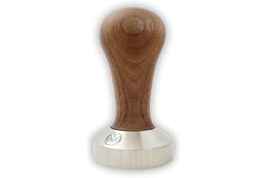 VERYBARISTA Tamper de 53,35 mm diseñado para adaptarse a cestas de precisión IMS de 54 mm. Mango de madera y base de acero inoxidable apta para alimentos. Fabricado en Italia