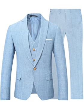 1 Knopf Herren Anzug 3 Teilig Leinen Hochzeitsanzug Regular Fit Business Hochzeit