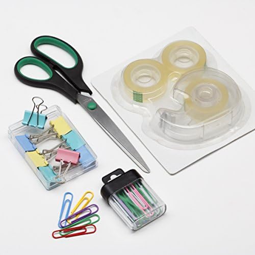 Complete Office Student Stationery Set with Utility Tape + Scissors + Clips Supplies