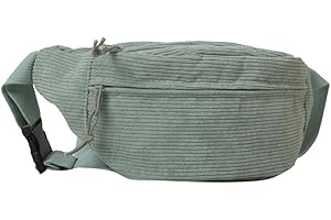LERONO Sacs pour femmes, sac banane à bandoulière pour adolescentes et adultes en velours côtelé, sac banane de grande capacité, sac de sport polyvalent sac banane de voyage, Vert, Without pendant