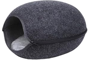 eexuujkl Cute Style Felt Cat Bed Cave With Cushion For Soft And Comfortable Rest Warm Cat Kitten House With Cushion Cat House, dark grey