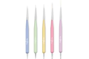 TEOYALL Double Ended Nail Art Brushes, 5 PCS Nail Design Painting Tools including Nail Fine Liner Brushes and Nail Dotting Pens