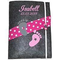 U-Heft Hülle mit Namen & Impassfach Füsse rosa