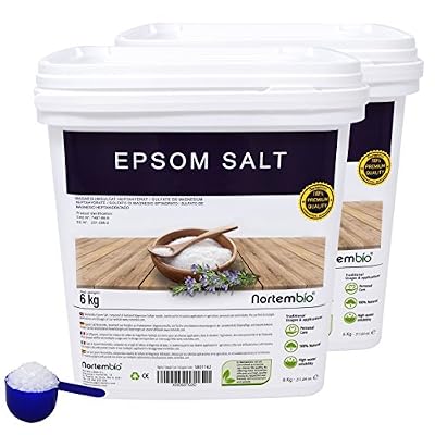 NortemBio Sel d’Epsom 2x6 Kg, Source concentrée de Magnésium, Sel 100% Naturel. Bain et Soins Personnels.