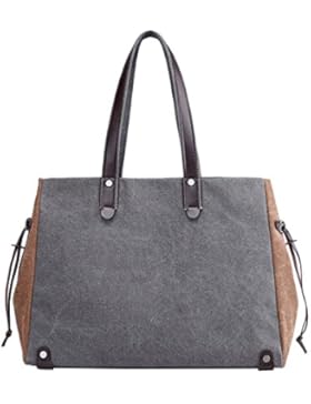 PB-SOAR Damen Vintage Canvas Shopper Schultertasche Handtasche Henkeltasche Freizeittasche