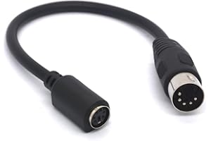 OpenII 5 Pin DIN to PS/2 Cable Adapter, 5 Pin MIDI Male to 6 Pin Mini Din Female Adaptor for Mouser AT Keyboard (5 Male To 6 Female)