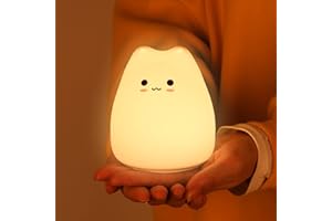 ZKLiLi Small Cat Night Light, Cute Cat Lamp, Soft Silicone Kids Nursery Nightlight LED Touch Light, Bedroom Decor as Xmas Birthday Gifts