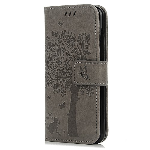 iPhone 6 Case,iPhone 6S Wallet Case, YOKIRIN [Wallet Case] Premium Soft PU Leather Notebook Wallet Embossed Flower Tree Design Case with [Kickstand] Stand Function Card Holder and ID Slot Slim Flip Protective Skin Cover for iPhone 6 ,iPhone 6S (4.7 inch), Gray