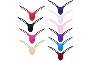 UIKIFY Mens Briefs Multipack 10PC Sexy G-Strings Men's Thong Underwear Plain Bulge Pouch Low Rise Bikini Thongs Underpants Knickers for Men Sissy Lingerie Joke Secret Gift
