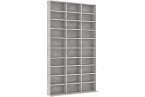 vidaXL Armadio Porta CD Grigio Cemento 102x16x177,5 cm in Legno Multistrato