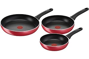 Lagostina Cucina Mediterranea Set di Padelle Antiaderenti in Alluminio Ø 20/24/28 cm, 3 Pezzi, Batteria Pentole Induzione, Gas e Forno, Indicatore Cottura Thermo-Signal, Manici Ergonomici in Bakelite
