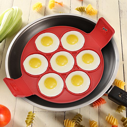 Omelet,Tonsee Fantastic Fast&Einfache Möglichkeit Perfekte Panicakes, Nonstick Silikon Ei Ring Pfannkuchen Form - 4