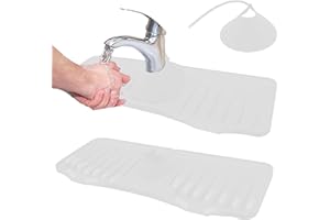 JACKFRU Wasserhahn Matte, Abtropfmatte Spritzschutz Tropffänger zun Wasserhahn, Sink Faucet Splash Guard Mat Absorbierende Matte für Waschbecken Arbeitsplatte, Wasserhahn, Küchenspüle (1, Weiß, 36*13*2cm)