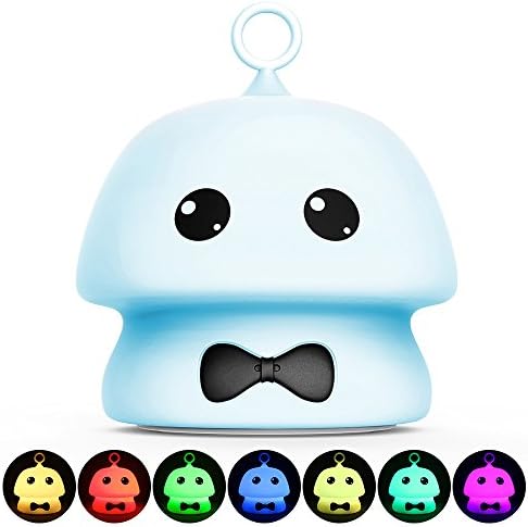 Flyproshop Silicone Soft Night Light Alien LED Baby Light Mushroom Night Light Nursery Bedroom Lamp USB Rechargeable Touch Sensor Control Desk Lamp Cute Night light for Bedroom Reading (Blue)