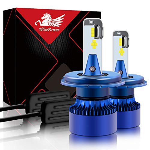 WinPower H4/HS1 LED Lampadina del faro con abbaglianti/Anabbagliante P43t Luce anteriore Lampada 7200Lm 6000K Xeno bianca alogena Kit di aggiornamento, 2 Pezzi