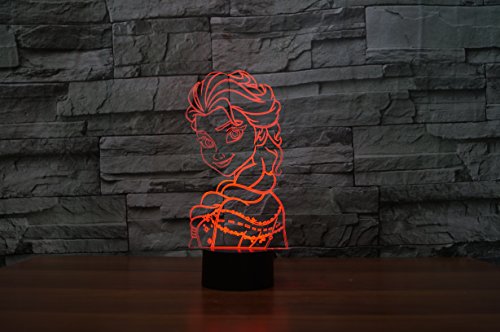 Elsa Hologramm 3d Lampe Nachttischlampe, Nachtlicht fürs Kinderzimmer, LED Lampe fürs Wohnzimmer - 2