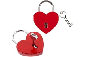 FENGLIN-JOY Serratura a Cuore Lucchetto,2 pezzi lucchetto dell'amore Lucchetto a forma di cuore con chiave Mini Lucchetto in Metallo per San Valentino,matrimonio,anniversario,borsa Box (rosso)