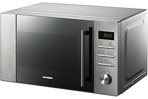 Hyundai Microondas 20 Litros Básico Inox HMW2700DX. 700W, 8 Programas, Modo Descongelación, Revestimiento Interior, Fácil Limpieza, Temporizador 95min.