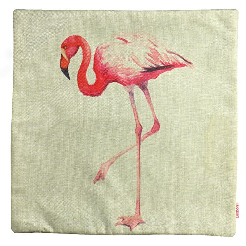 Luxbon 3 stk. Flamingos Vogel Leinen Kissenbezug Lendenkissen Bettkissen Pillowcase Hülle Haus Couch Stuhl Zimmer Auto Deko 45 x 45 cm - 7