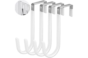 ANGELEMM Over The Door Hooks - Duty Door Hooks for Hanging Towels, Coats Bags Clothes Bathroom Kitchen Starter Garland Hook, Rustproof Anti-Scratch Over Door Hangers Hooks (Fits Widths Up to 3.7cm)