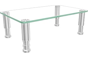 Hemudu Supporto per Monitor Trasparente,Alzatina per TV, Standing Computer Desk, Rialzo Scrivania, RegolabileHD01T-002P