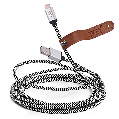 Lightning auf USB Kabel 3m, CACOY iPhone Ladekabel Nylon Geflochten - Apple MFi zertifiziert - für iPhone 7 / 7 Plus / SE / 6S / 6S Plus / 6 / 6 Plus / 5S / 5C / 5 , iPad Air / Air 2, iPad mini / 2 / 3 / 4, iPad Pro - Weiß und Schwarze